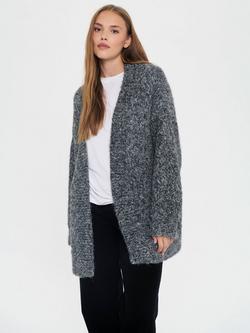 Saint Tropez North Open Neck Longline Cardigan, Gunmetal Melange, Gunmetal Melange