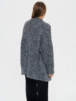 Saint Tropez North Open Neck Longline Cardigan, Gunmetal Melange - view 2, Gunmetal Melange