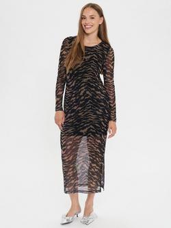Saint Tropez Zulvir Animal Print Midi Dress, Black Shifted Stroke, Black Shifted Stroke