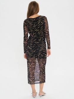 Saint Tropez Zulvir Animal Print Midi Dress, Black Shifted Stroke - view 2, Black Shifted Stroke