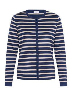 Saint Tropez Mila Stripe Round Neck Cardigan, Pageant/Gray Morn, Pageant/Gray Morn