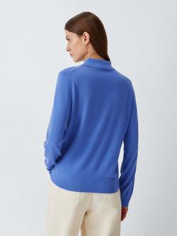 John Lewis Half Placket Collar Merino Wool Jumper - view 2, Baja Blue