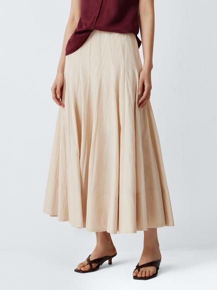 John Lewis Godet Full Skirt containing TENCEL™ Lyocell, Natural, Natural