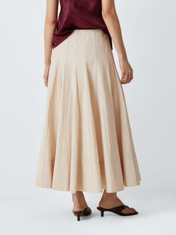 John Lewis Godet Full Skirt containing TENCEL™ Lyocell, Natural - view 2, Natural