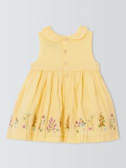 John Lewis Heirloom Collection Baby Dobby Embroidered Dress & Bloomers Set, Yellow - view 2, Yellow