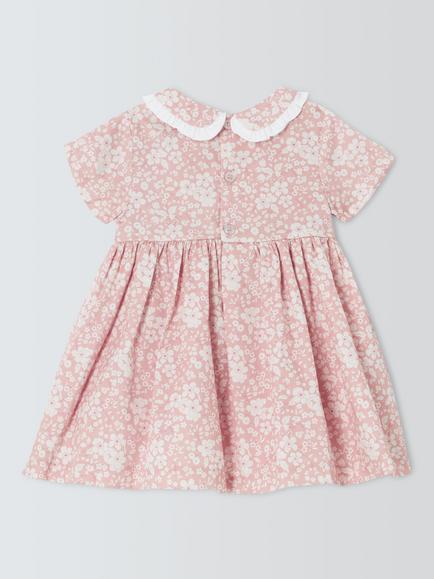 John Lewis Heirloom Collection Baby Floral Smocked Dress & Bloomers Set, Pink - view 2, Pink