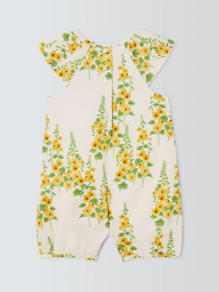 John Lewis Heirloom Collection Baby Floral Romper, Yellow - view 2, Yellow