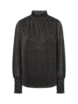 MOS MOSH Ximena Metallic High Neck Long Sleeve Blouse, Phantom