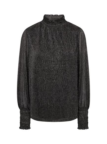 MOS MOSH Ximena Metallic High Neck Long Sleeve Blouse, Phantom