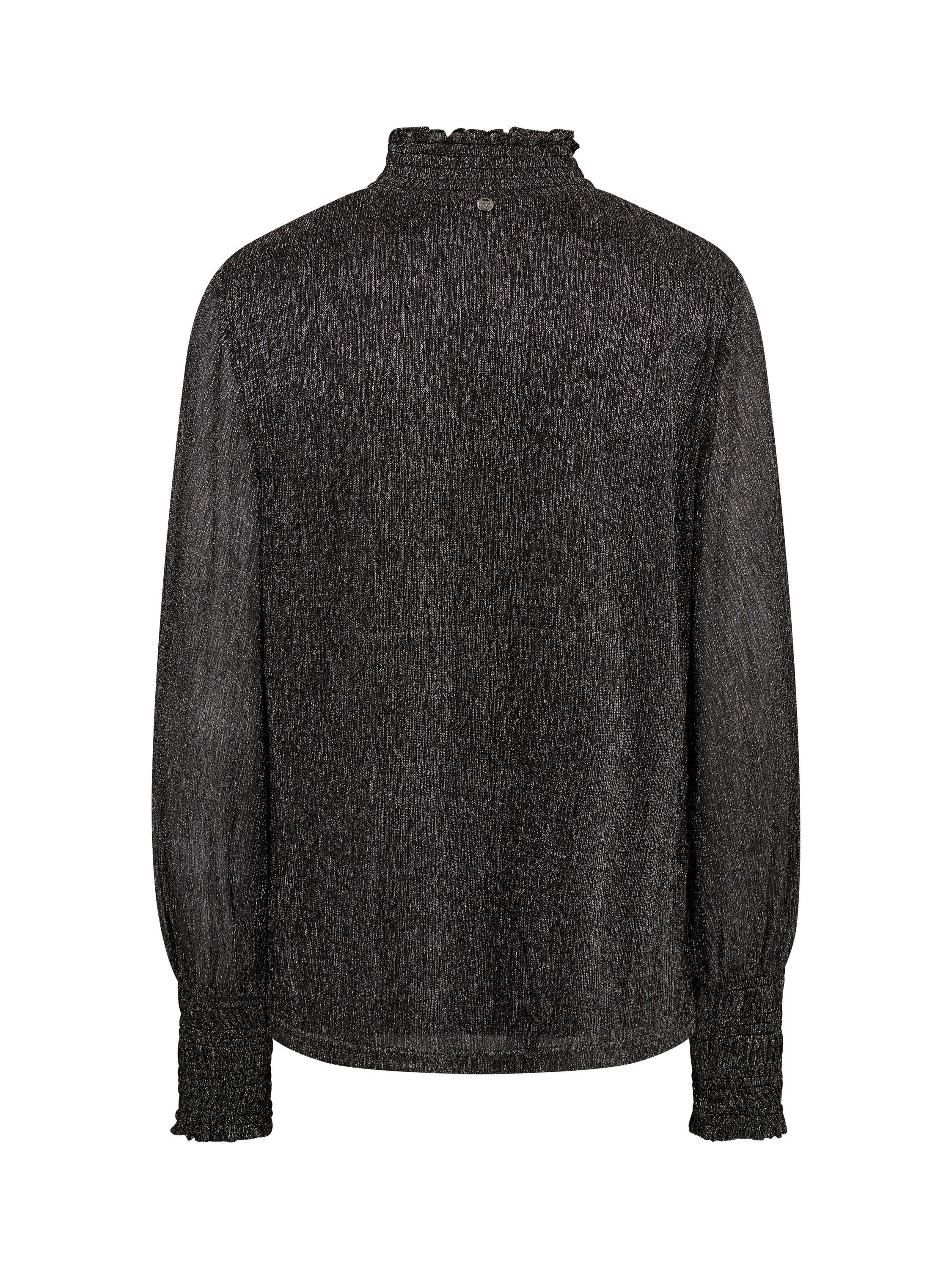 Product image 2 of 2, which shows MOS MOSH Ximena Metallic High Neck Long Sleeve Blouse , Phantom, XS