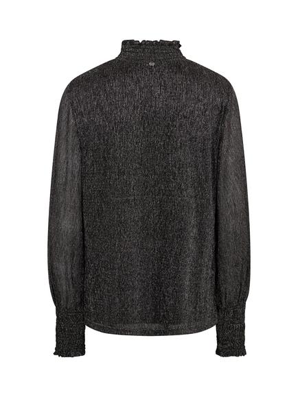 MOS MOSH Ximena Metallic High Neck Long Sleeve Blouse - view 2, Phantom