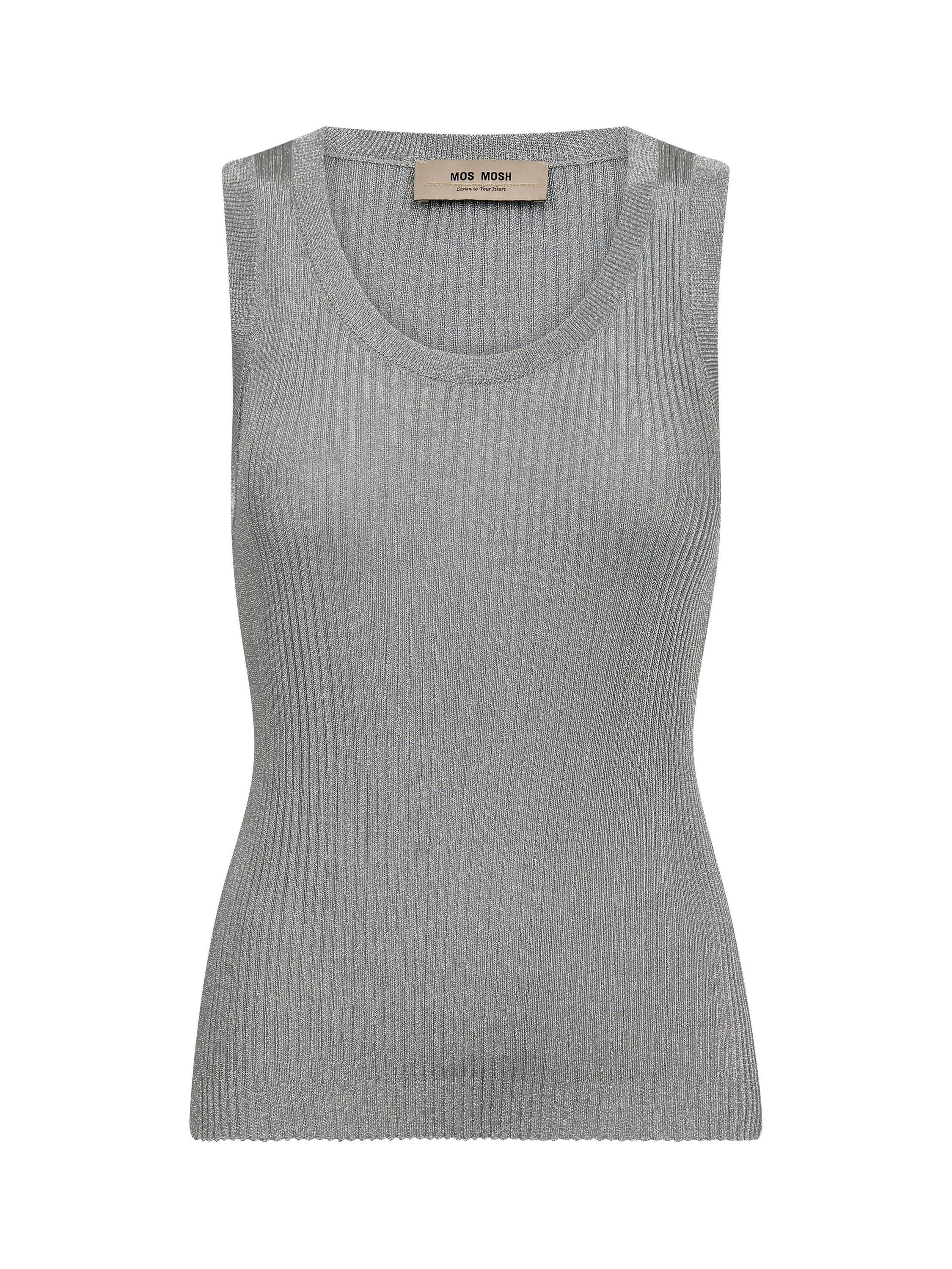 Product image 1 of 2, which shows MOS MOSH Relena Imanja Knit Vest Top , Silver, XS