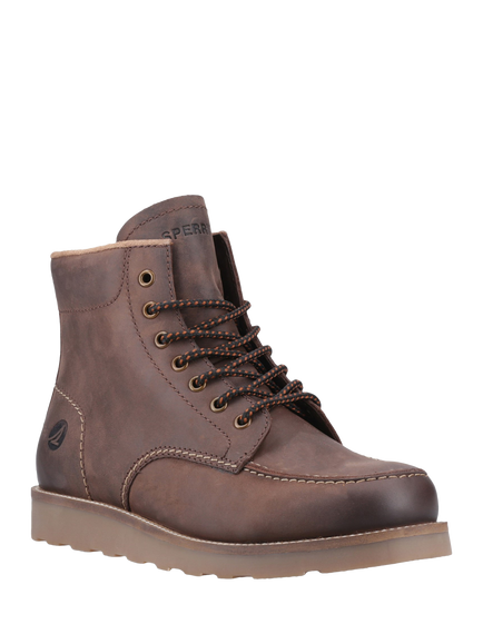 Sperry Boston Leather Lace-Up Ankle Boots - view 2, Brown