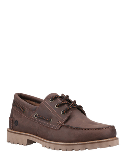 Sperry Houston Leather Lace-Up Boat Shoes, Brown - view 2, Brown