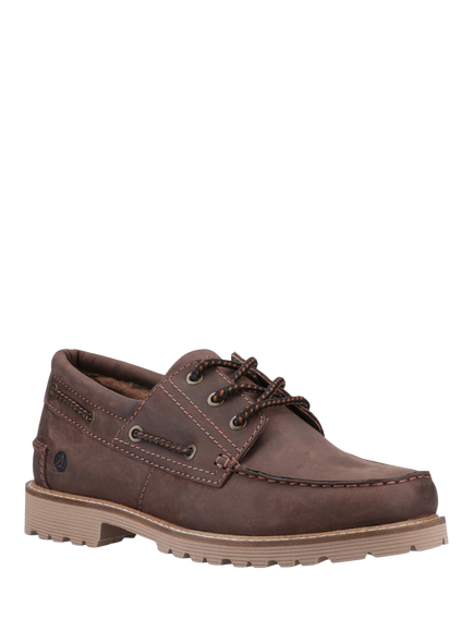 Sperry Houston Leather Lace-Up Boat Shoes, Brown - view 2, Brown