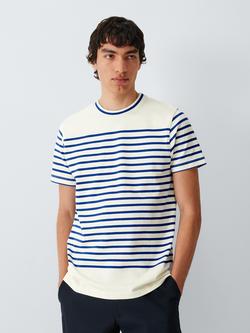 John Lewis Breton Stripe Cotton T-Shirt, Ecru/Mazarine Blue, Ecru/ Mazarine Bl
