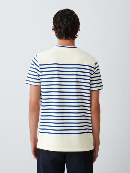John Lewis Breton Stripe Cotton T-Shirt, Ecru/Mazarine Blue - view 2, Ecru/ Mazarine Bl