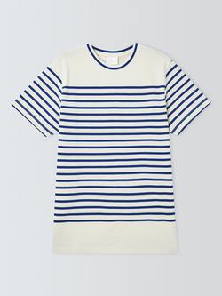 John Lewis Breton Stripe Cotton T-Shirt, Ecru/Mazarine Blue, Ecru/ Mazarine Bl