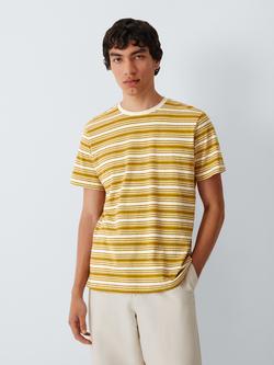 John Lewis Striped Cotton Rich T-Shirt, Chai Tea/Egret, Chai Tea/ Egret