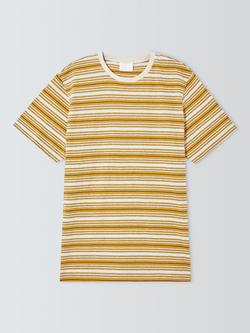 John Lewis Striped Cotton Rich T-Shirt, Chai Tea/Egret, Chai Tea/ Egret