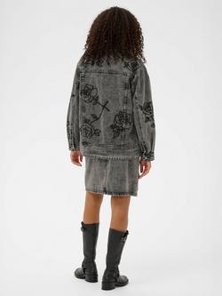 KAFFE Ross Cotton Floral Denim Jacket - view 2, Dark Grey