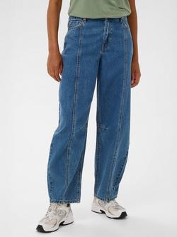 KAFFE Ross Barrel Leg Jeans, Mid Blue