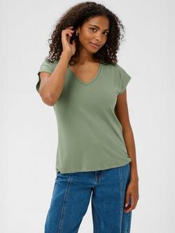 KAFFE Lise Short Sleeve V Neck T-Shirt, Sea Spray