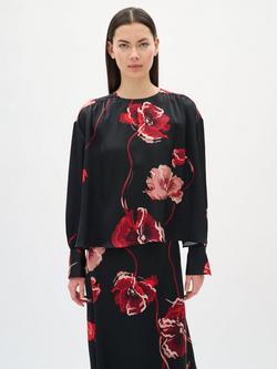 InWear Dawn Floral Long Sleeve Round Neck Blouse, Black/Multi