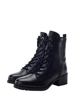 Moda in Pelle Baker Leather Block Heel Boots - view 2, Black