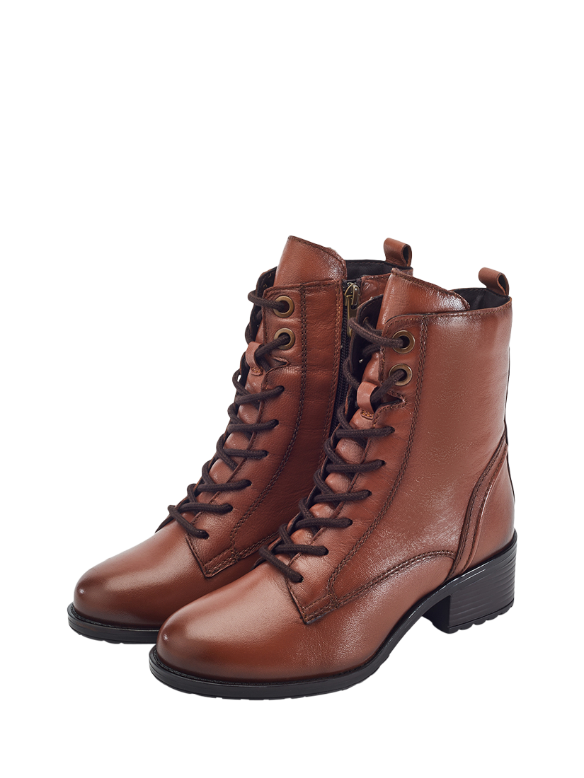 Product image 2 of 4, which shows Moda in Pelle Baker Leather Block Heel Boots, Tan, 3