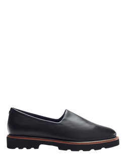 Moda in Pelle Ekina Leather Pointed Toe Flat Heel Loafers, Black