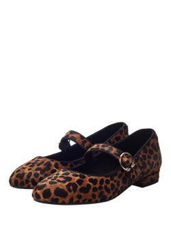 Moda in Pelle Firuta Leopard Print Round Toe Flat Heel Buckle Shoes - view 2, Brown/Multi