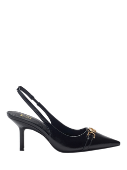 Moda in Pelle Ginen Leather Pointed Toe Stiletto Heel Slingback Court Shoes, Black