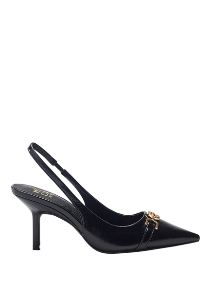Moda in Pelle Ginen Leather Pointed Toe Stiletto Heel Slingback Court Shoes, Black