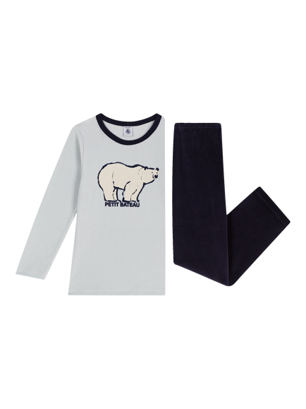 Petit Bateau Kids' Cotton Polar Bear Pyjama Set, Soir/Co2