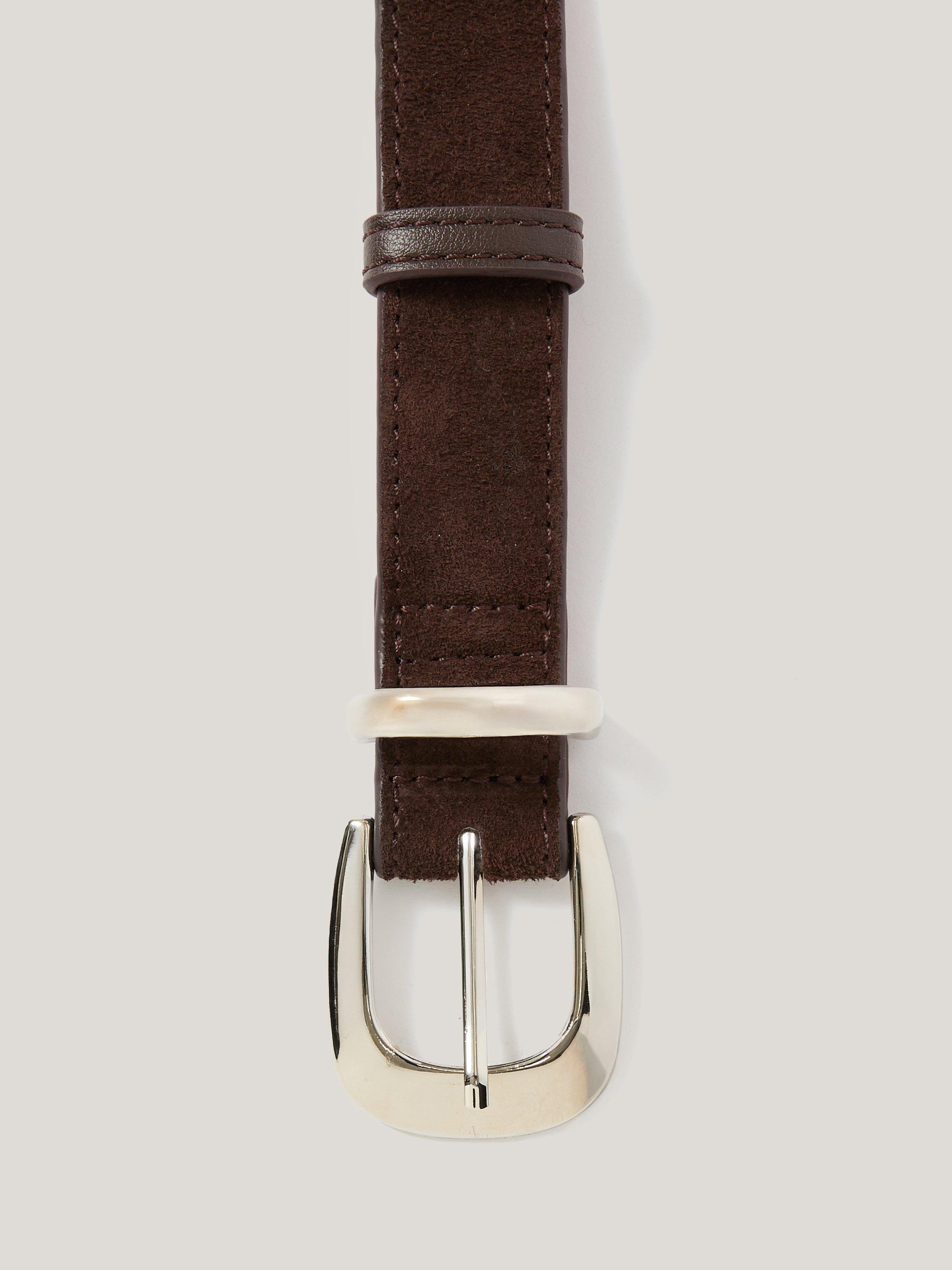 Product image 2 of 3, which shows Jigsaw Western Suede Belt, Chocolate, S