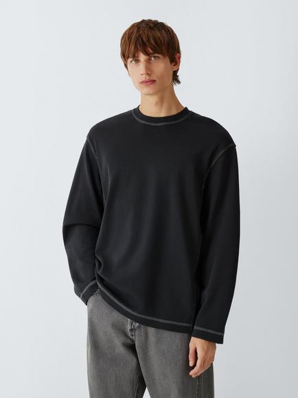 Kin Triple Stitch Cotton T-Shirt, Caviar