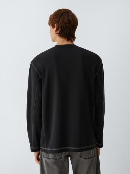 Kin Triple Stitch Cotton T-Shirt - view 2, Caviar