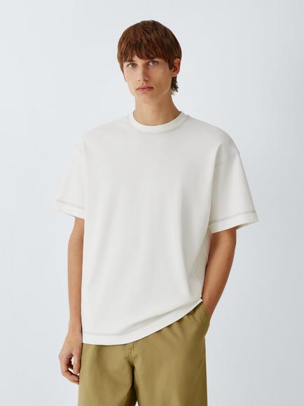 Kin Triple Stitch Cotton T-Shirt, Cloud Dancer