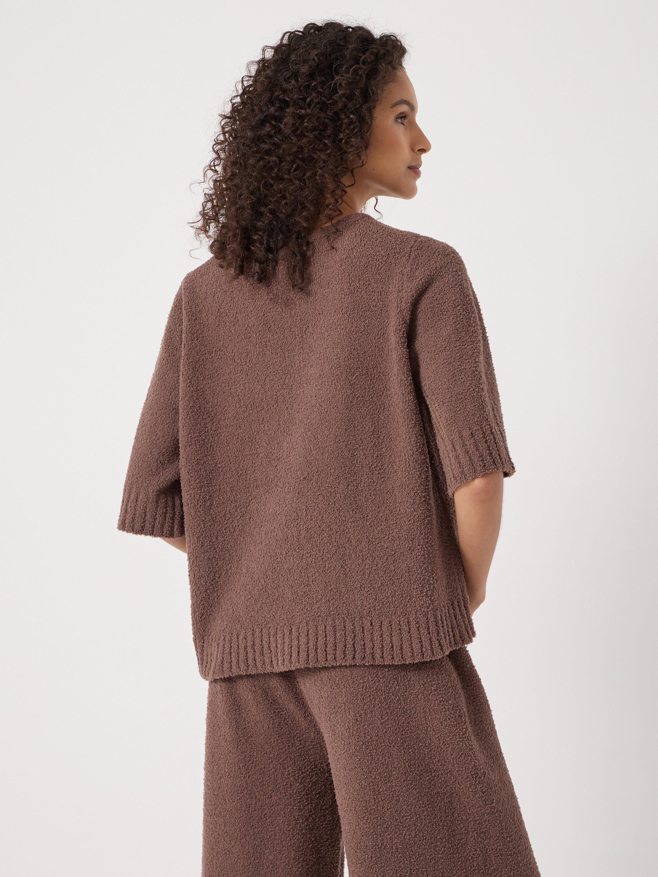 Product image 3 of 5, which shows HUSH Lux Super Soft Pyjama Top, Mocha Brown, XS-S