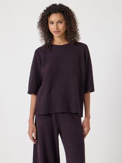 HUSH Lux Super Soft Pyjama Top, Plum Purple