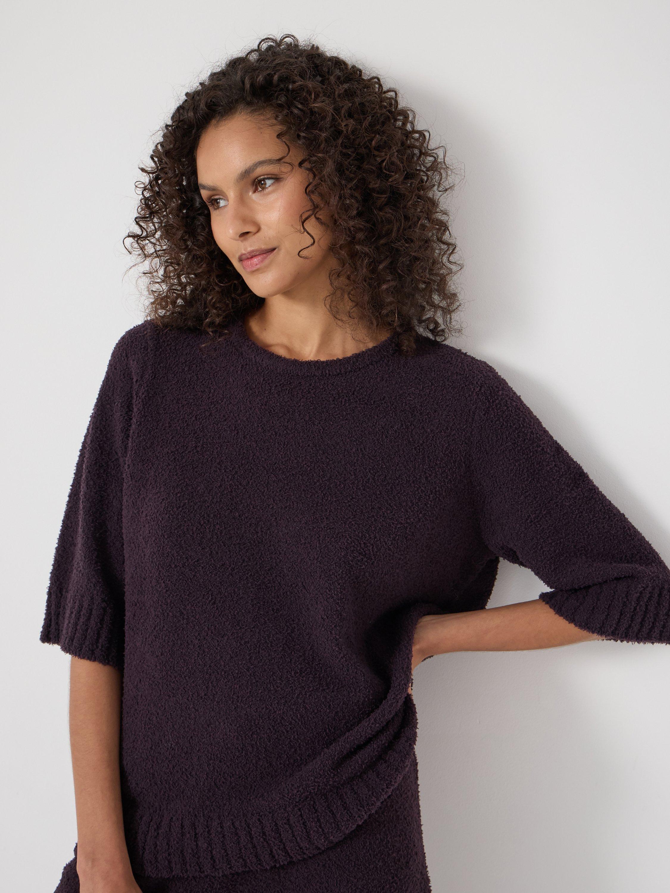 Product image 5 of 5, which shows HUSH Lux Super Soft Pyjama Top, Plum Purple, XS-S