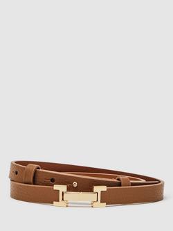 Reiss Kids' Hayley Leather H-Link Belt, Tan, Tan