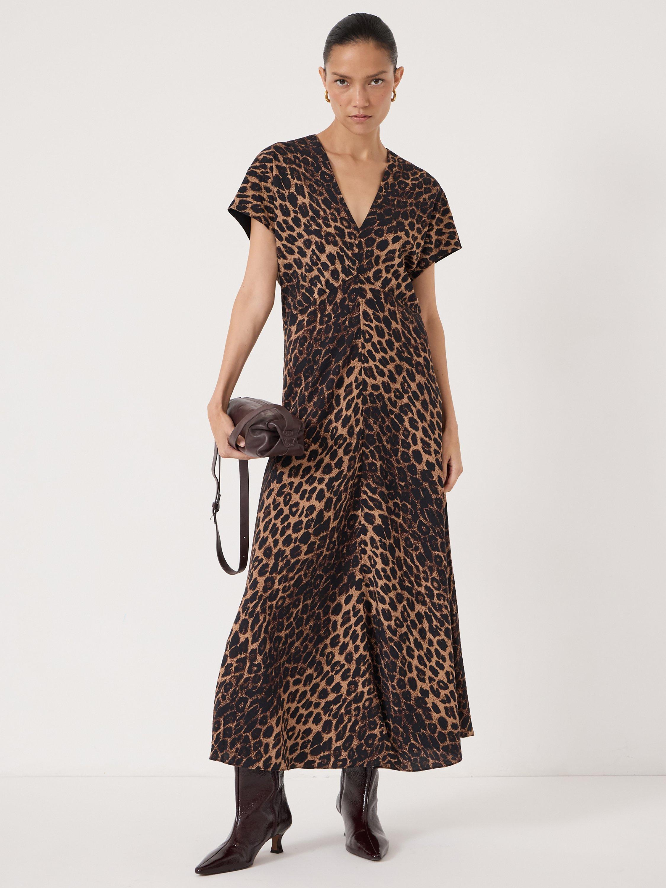 Product image 1 of 4, which shows HUSH Grace Air Flow Leopard Print Maxi Dress, Brown/Multi, 10