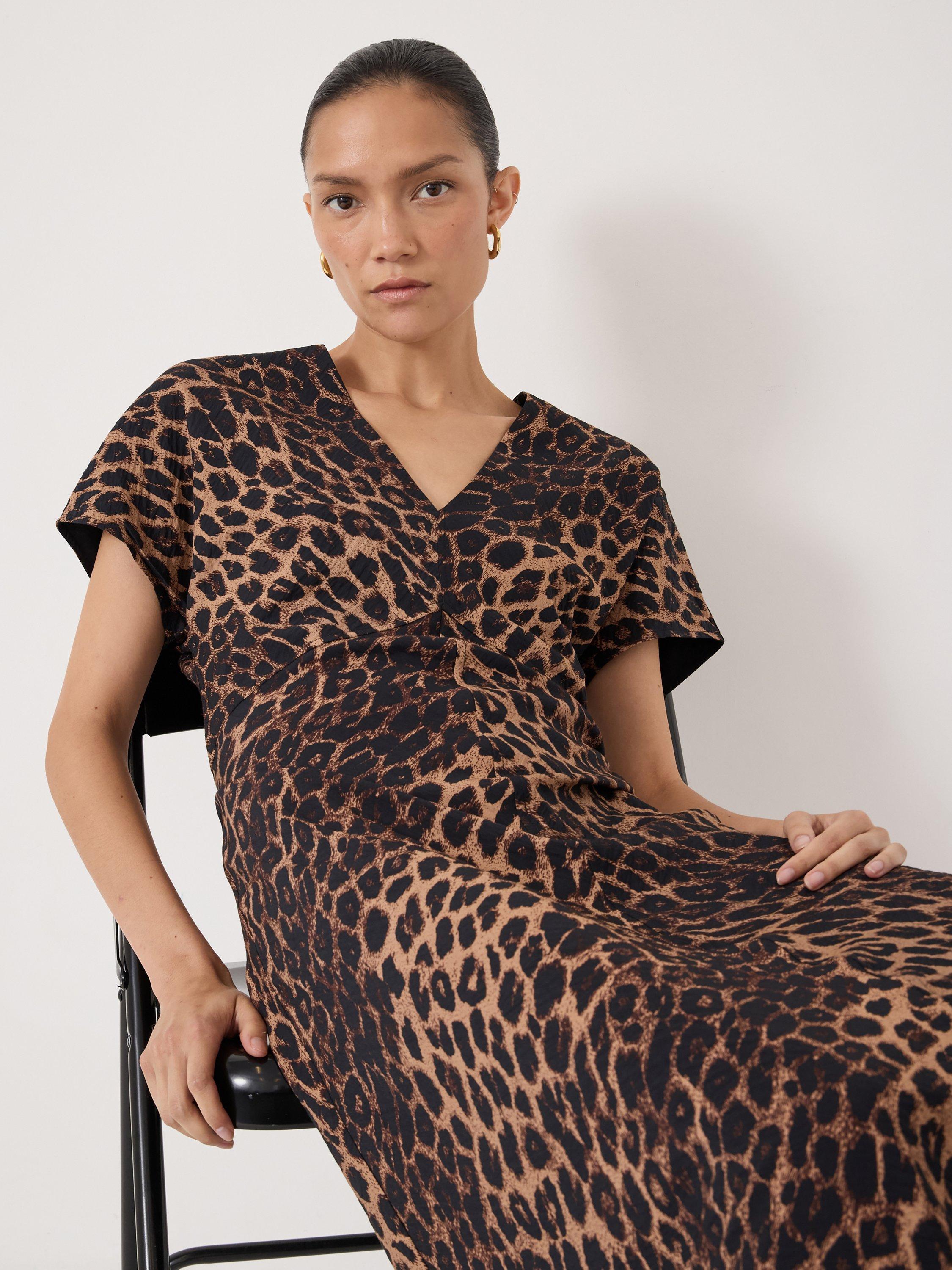 Product image 2 of 4, which shows HUSH Grace Air Flow Leopard Print Maxi Dress, Brown/Multi, 10