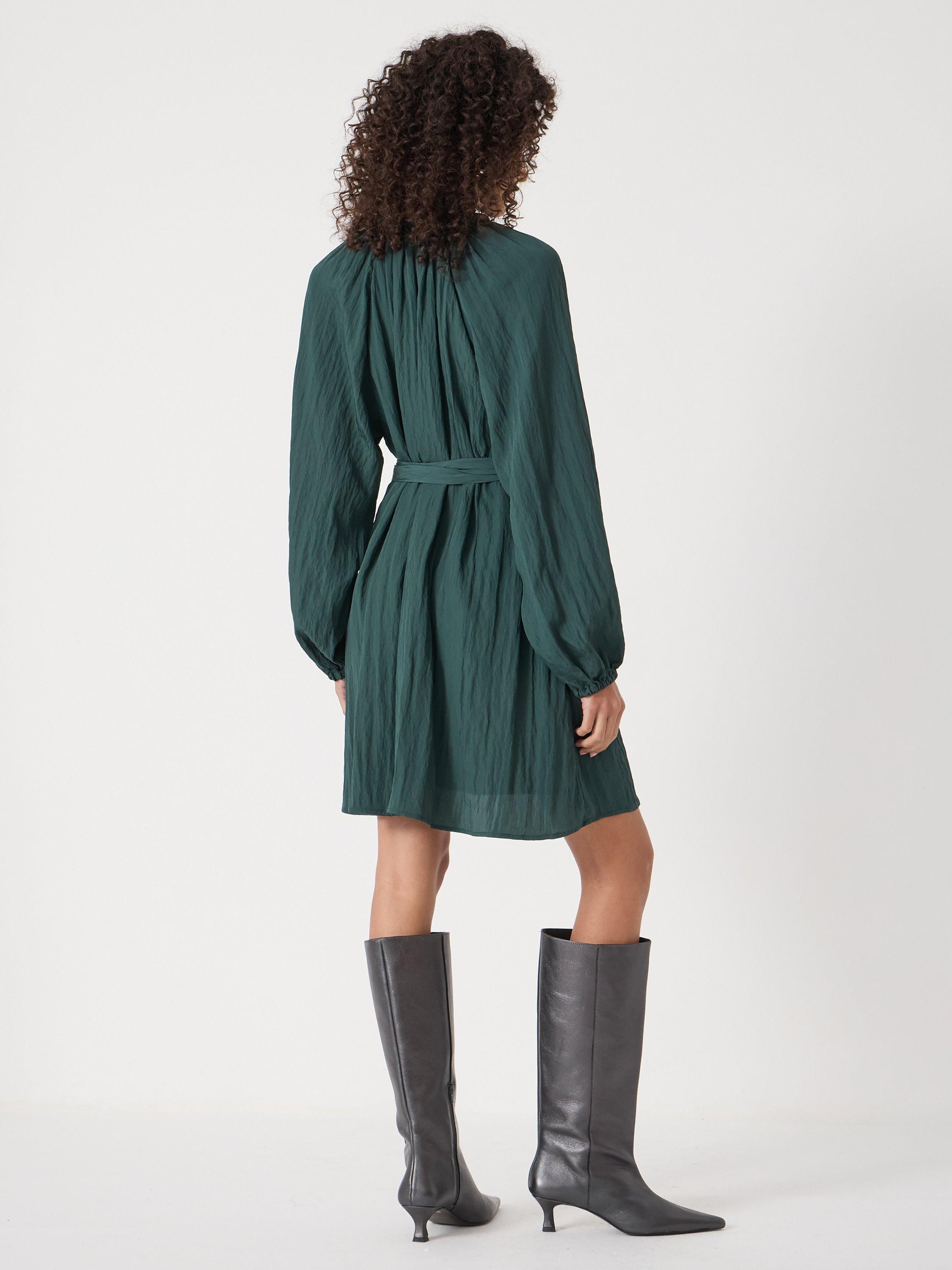 Product image 4 of 5, which shows HUSH Ruffle Mini Dress, Teal Green, L