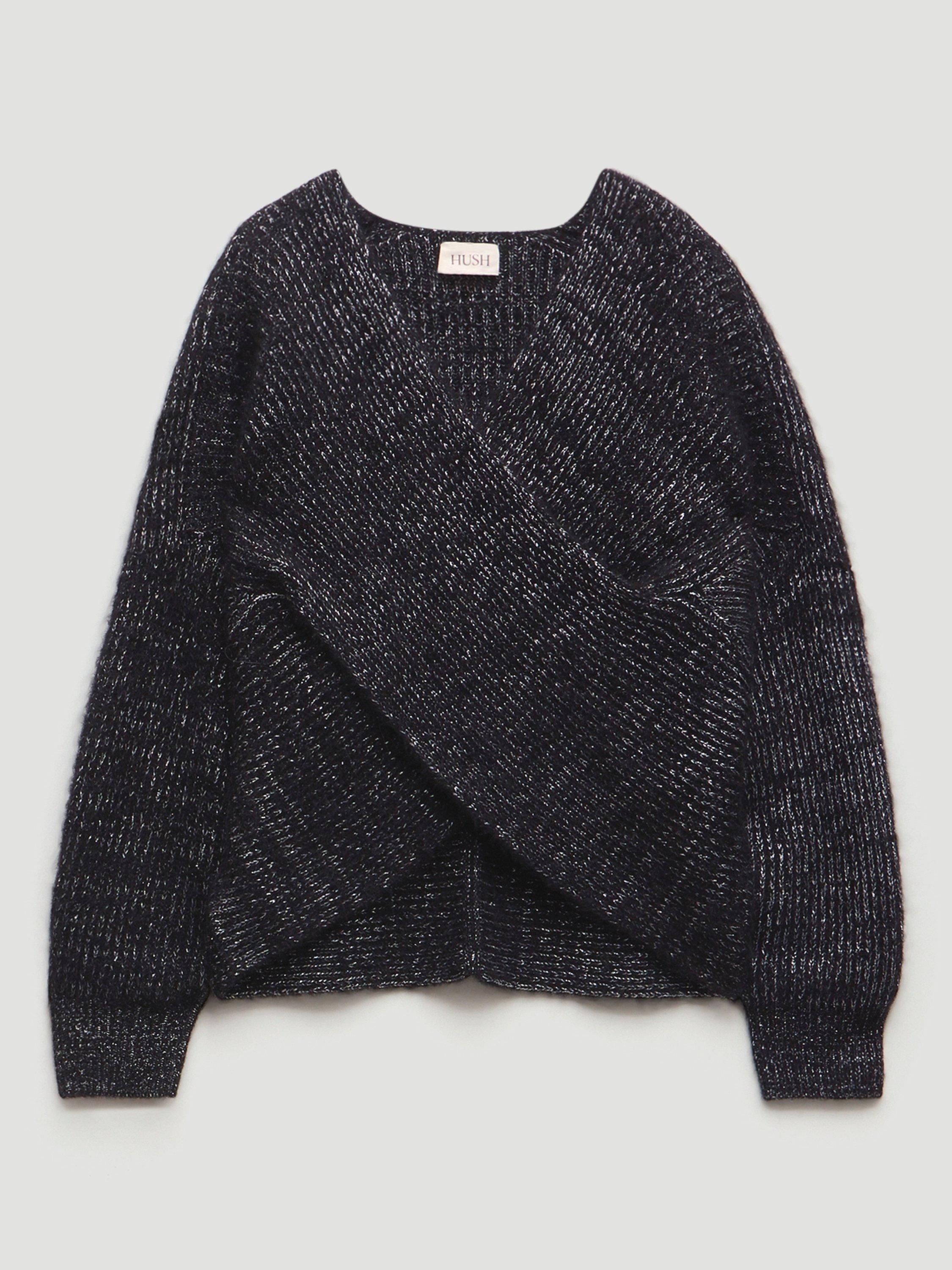 Product image 4 of 5, which shows HUSH Betty Wool Rich Wrap Jumper, Silver Metallic, S-M