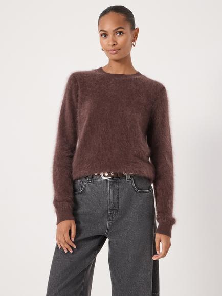 HUSH Fluffy Pure Cashmere Jumper, Chocolate Brown