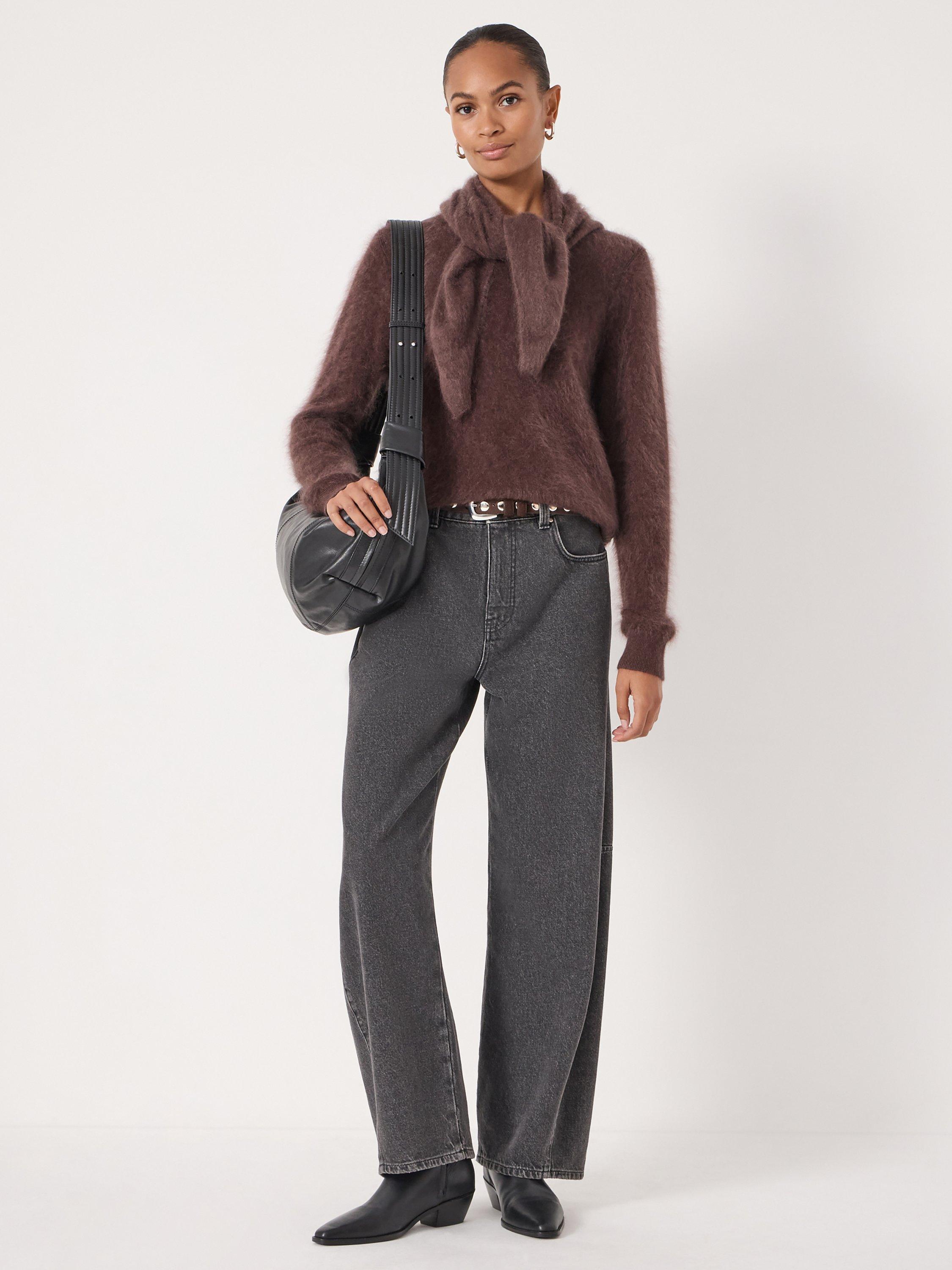Product image 2 of 5, which shows HUSH Fluffy Pure Cashmere Jumper, Chocolate Brown, L-XL