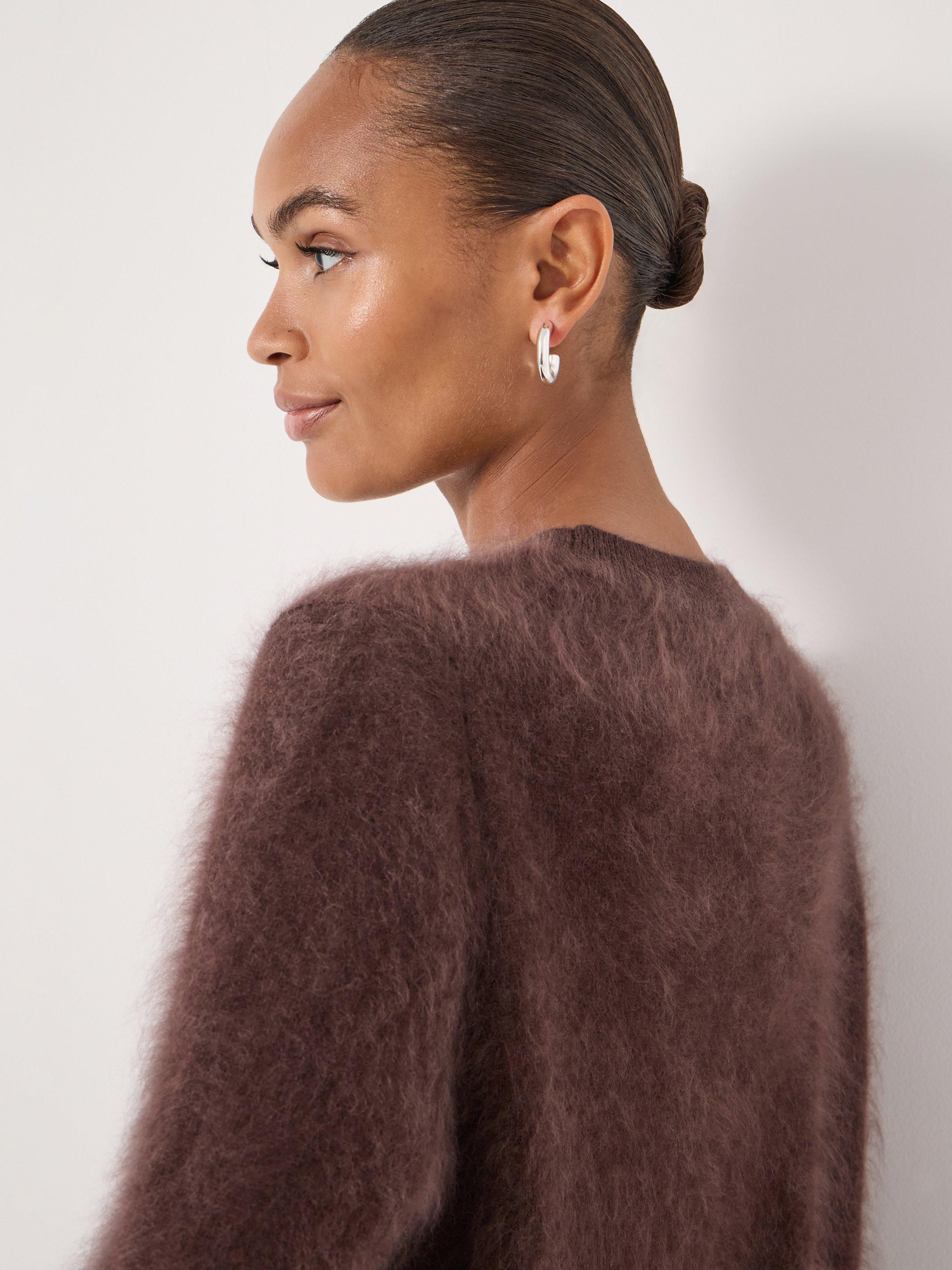 Product image 3 of 5, which shows HUSH Fluffy Pure Cashmere Jumper, Chocolate Brown, L-XL